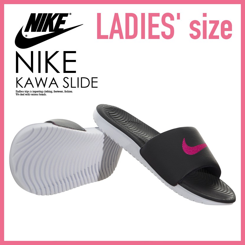 nike kawa slide women's black and white