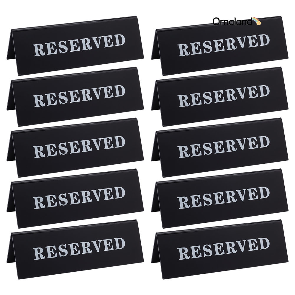 10pc 6x1.8x2Inch Black Acrylic Reserved Table Tent Sign Guest ...