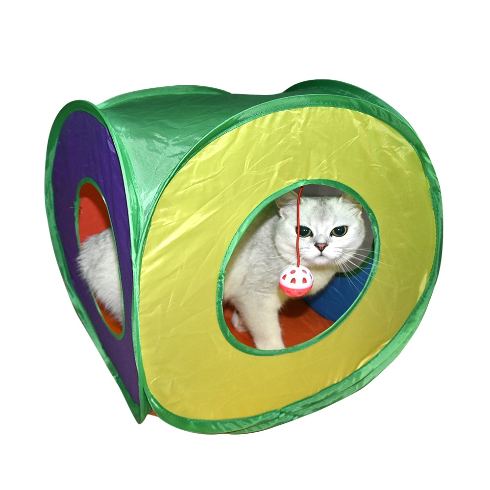 New Product Pet Cat Toy Rainbow Square Tunnel Teasing Rolling Dragon Diamond Bucket Foldable Channel #5