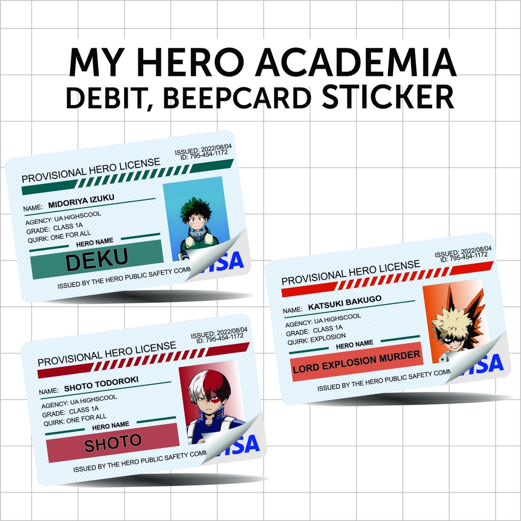 MY HERO ACADEMIA ATM BEEP DEBIT BANK Card Skins STICKER | BOKU NO HERO ...