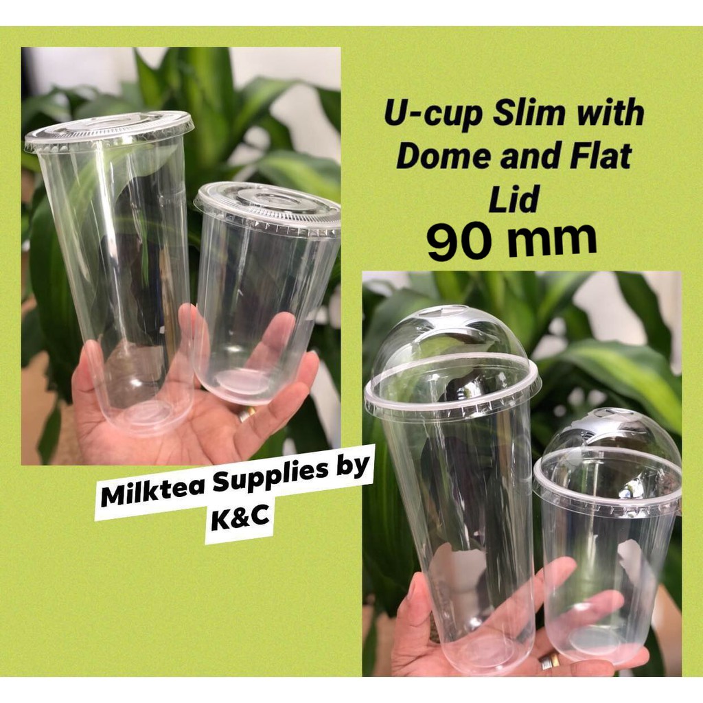 100pcs Milk Tea Pp U Cup Plastic Cups With Dome And Flat Lid 16oz 22oz 90mm 95mm Shopee 9682