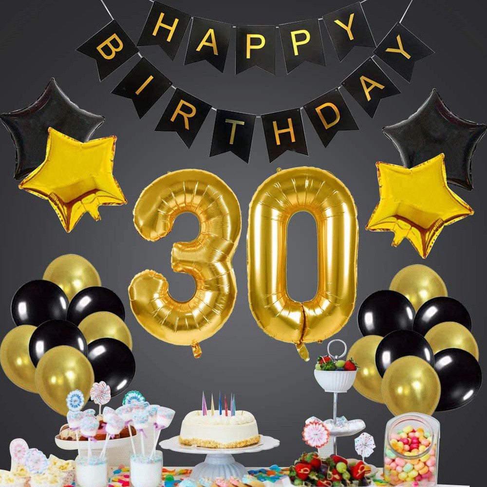 Cheap 30th Birthday Party Decor Gifts For Men Women Happy Birthday Black Banner Balloons Perfect 30 Years Old Party Supplies Shopee Philippines