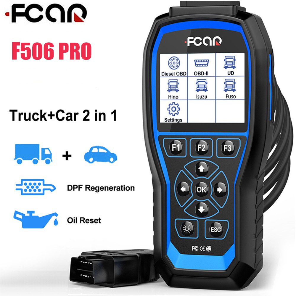 FCAR F506 PRO 2in1 12V & 24V Heavy Trucks OBD2 Scanner HOBD For Hino