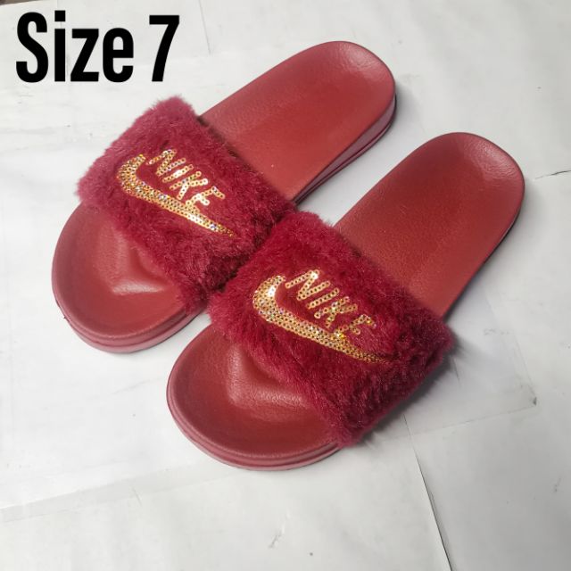 nike fur slides