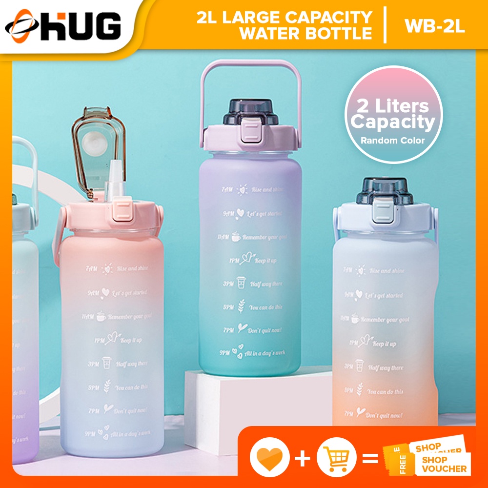 2 Liters Large Capacity Reusable Leakproof Frosted Sport Water Bottle ...