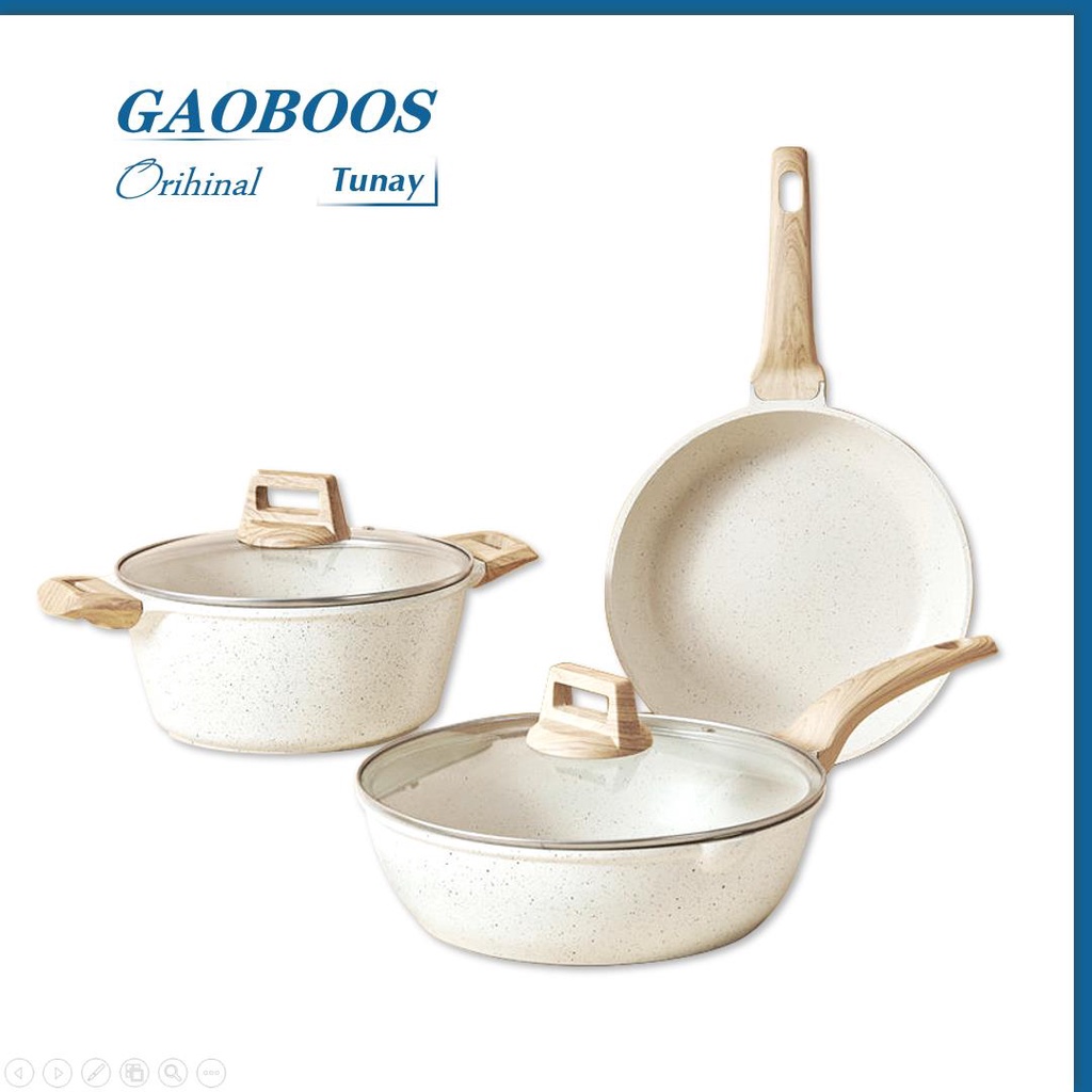 Gaoboos Gold Star Coating Cookware Set Non Stick Frying Pan Induction