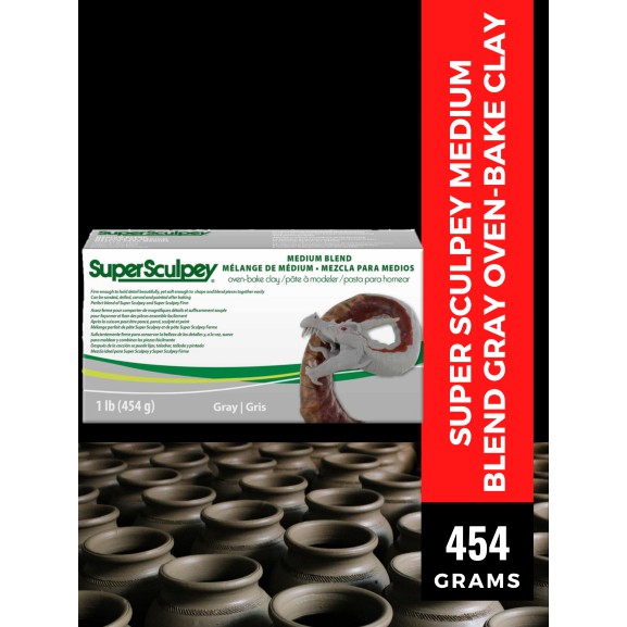 Super Sculpey Argile de cuisson au four ferme, gris 0,5 kg