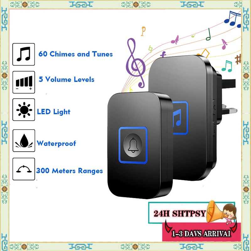 NEW Remote Control + Buzzer Wireless Doorbell Waterproof Doorbell