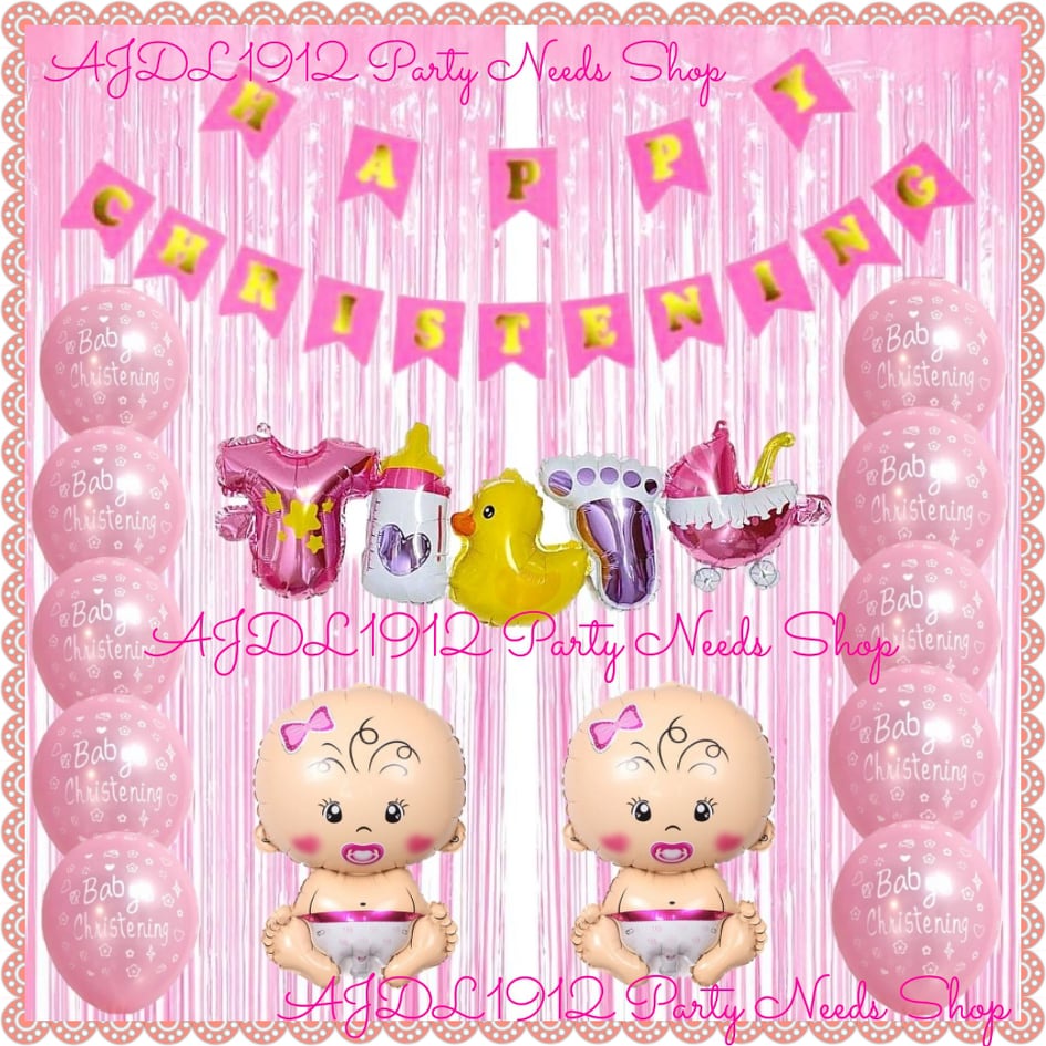 CHRISTENING SET 255555347 PINK BLUE THEME PARTY DECORATION Shopee
