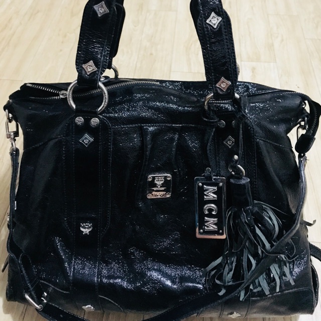 Sale Mcm Large Two Way Black Leather Bag | Shopee Philippines