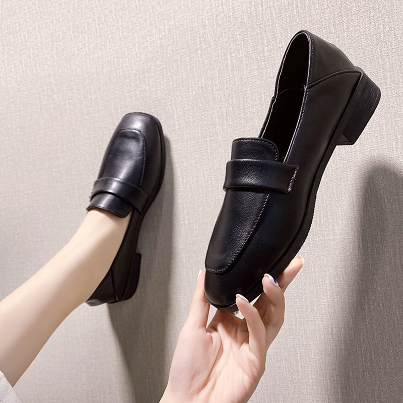 black leather shoes women