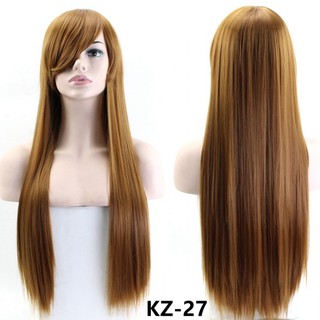 Cosplay anime wig long straight hair female 80cm black and white red