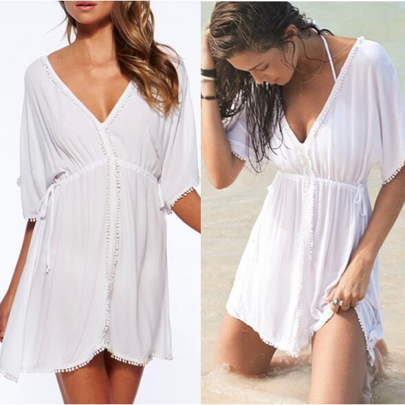 white long cover up dress