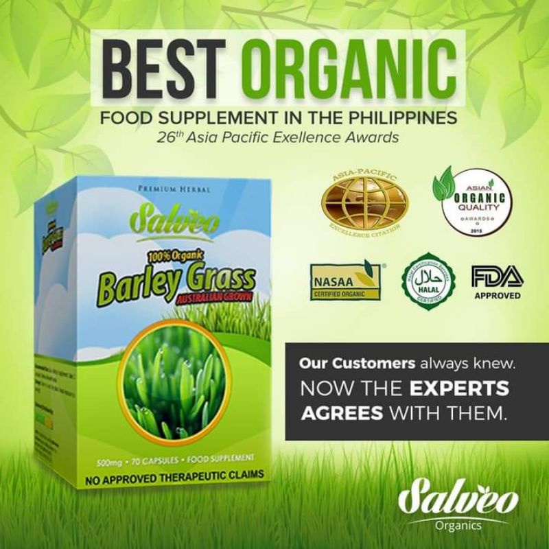 Salveo Barley Grass Capsule 500mg 70 Capsules 100 Pure Barley