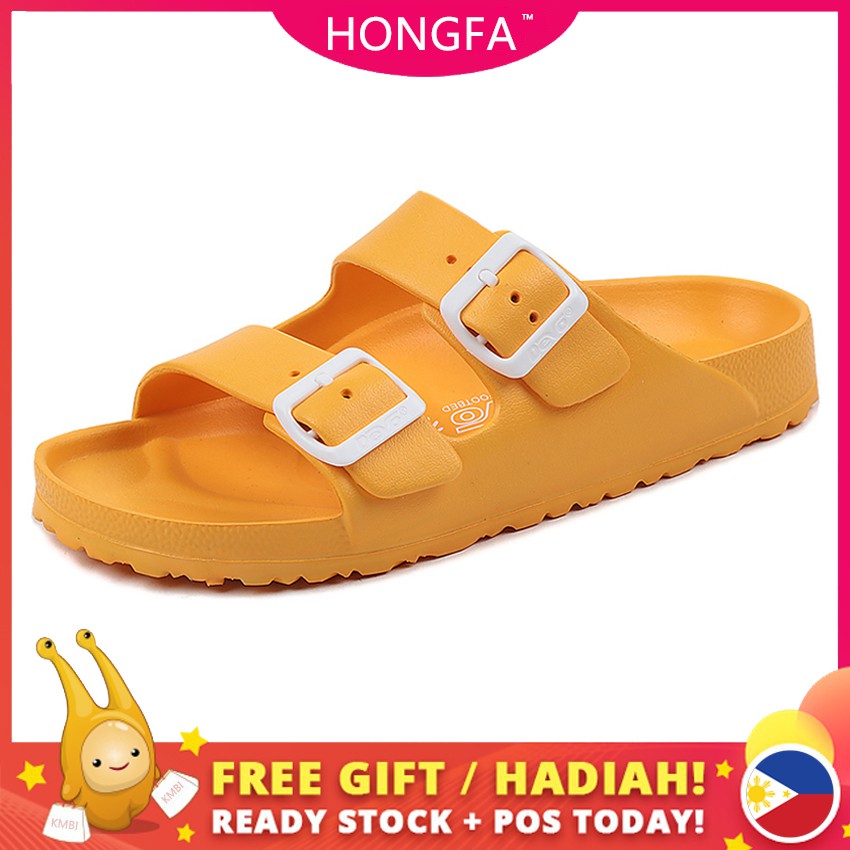 Birkenstock two strap men's fashion slipper sandal neon yellow | Shopee
