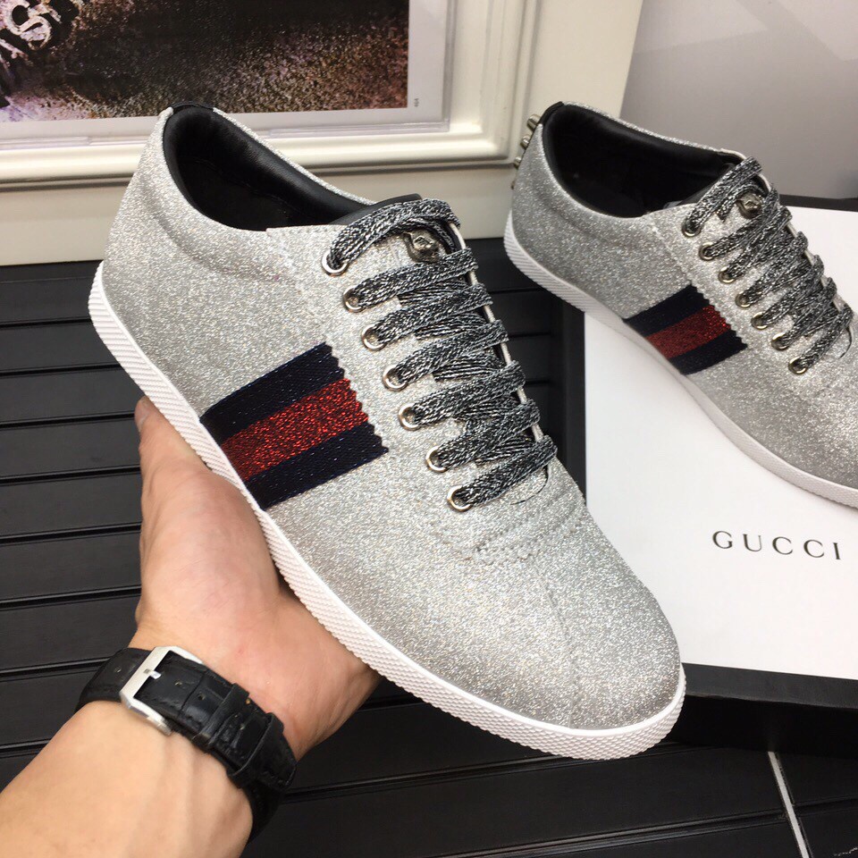 100% Original】✉☾▣【COD】Gucci Silver Sneakers Shoes For Men | Shopee  Philippines