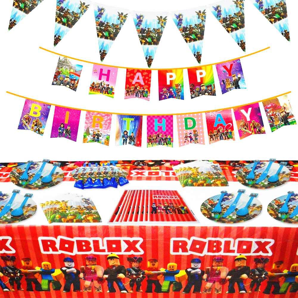 Ready Roblox Theme Party Decorations Lego Building Block Paper Tray Paper Cup Paper Hat Children S Birthday Party Disposable Tableware Shopee Philippines - roblox paper hat texture