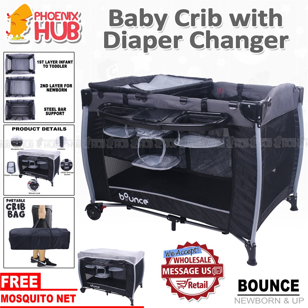 Phoenix Hub 9020 Baby Crib Convertible to Playpen Crib with Mosquito Net and Diaper Changing