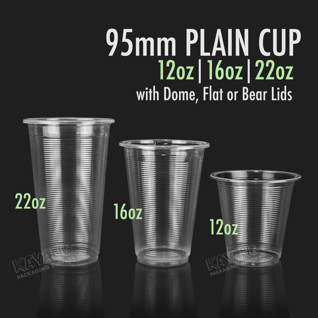 [50pcs] Ribbed / Rippled Plastic Cup 95mm (12oz, 16oz, 22oz) with Lid ...