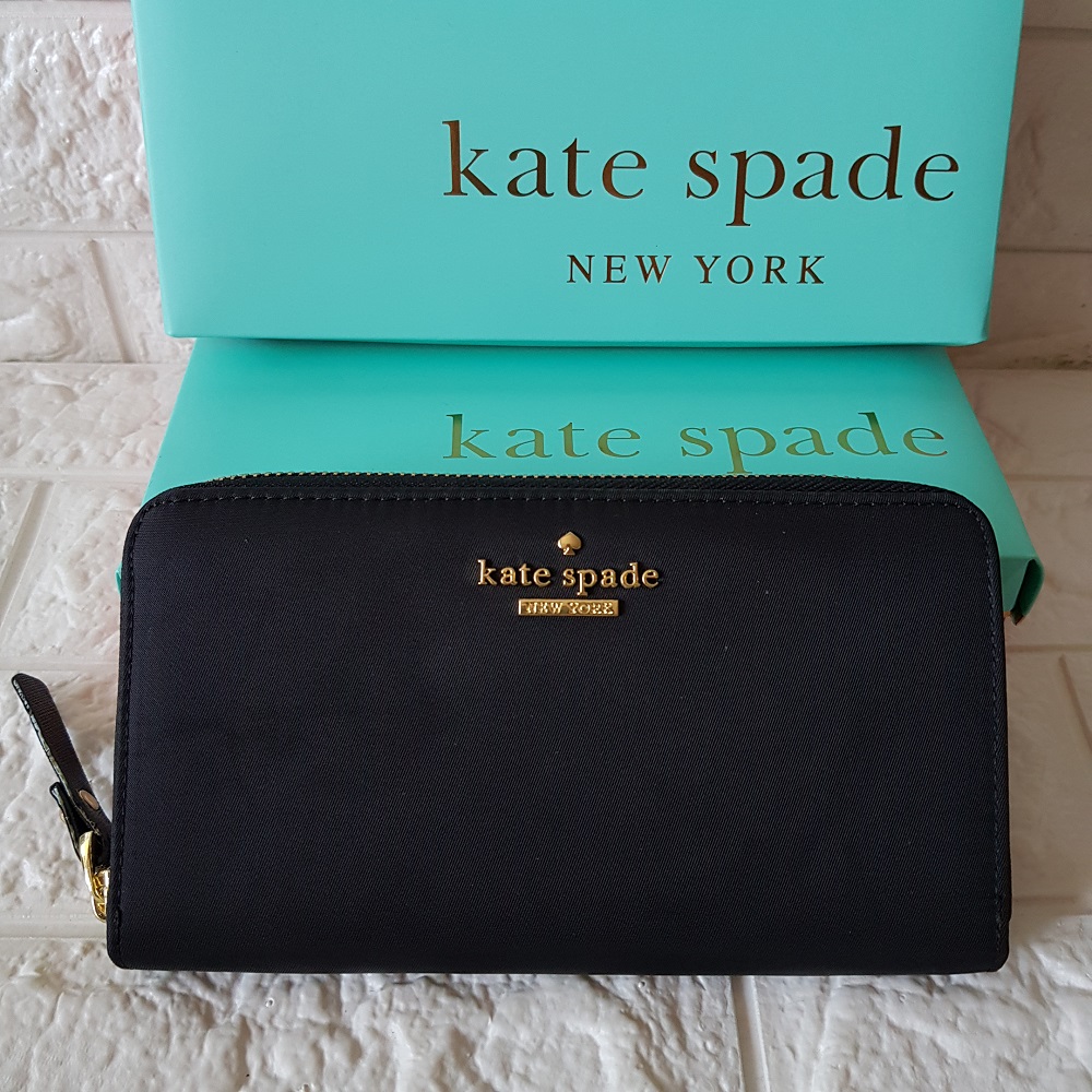 Kate Spade New York Classic Lyla Nylon Zip-Around Long Wallet - Black. |  Shopee Philippines