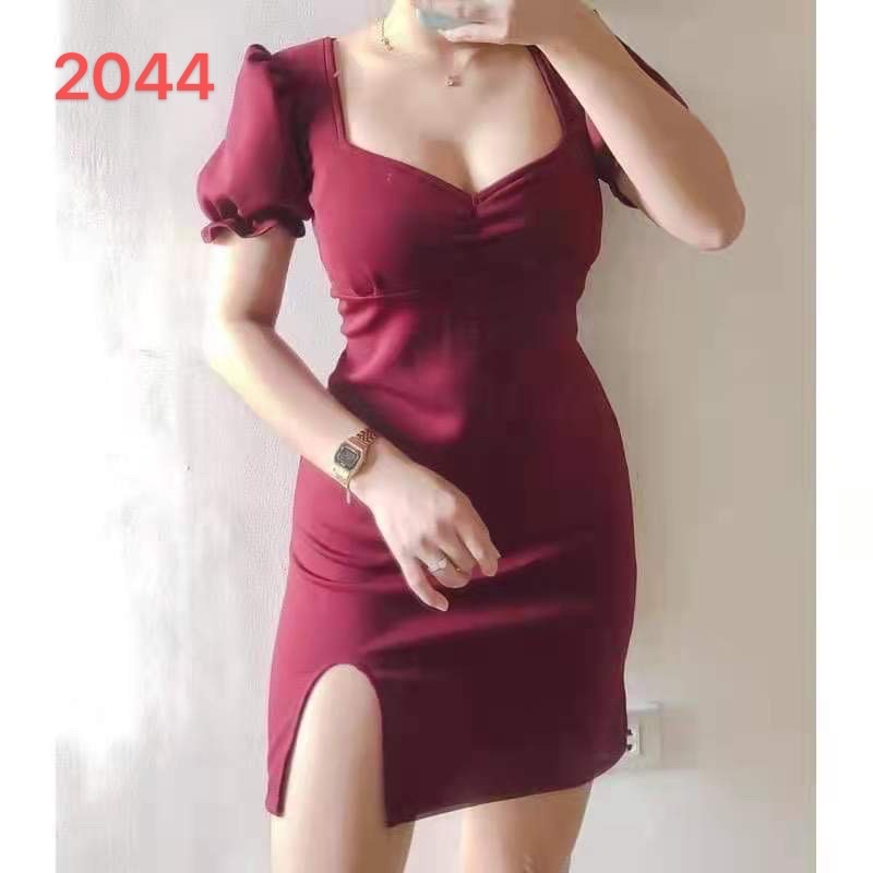 Fashion635 Women's BEST SELLER Vintage Puff Sleeves with Slit Sexy Casual Mini Dress #2044 