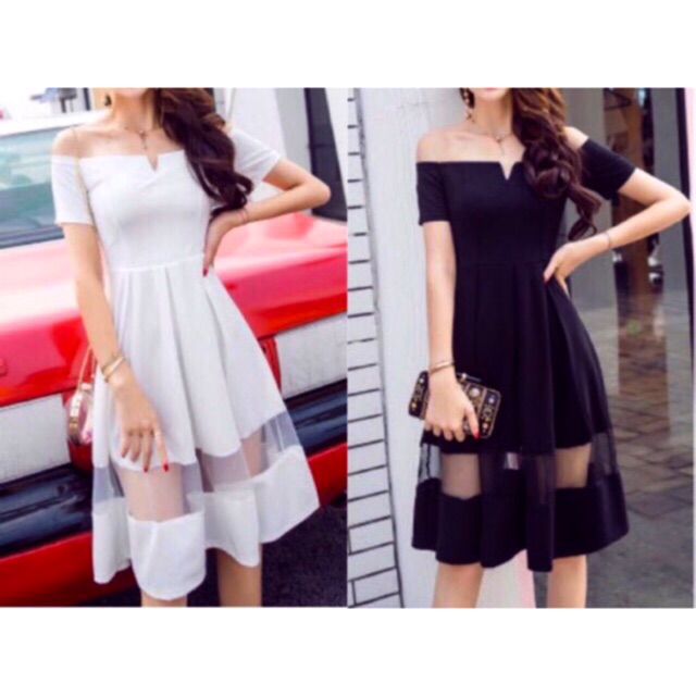 off shoulder dress shopee