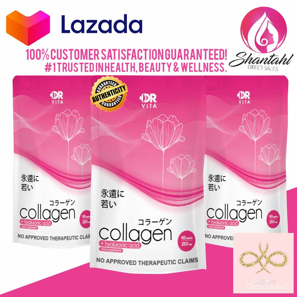 Dr. Vita Collagen + hyaluronic acid 250mg 90 tablets (3 PACK) Shopee