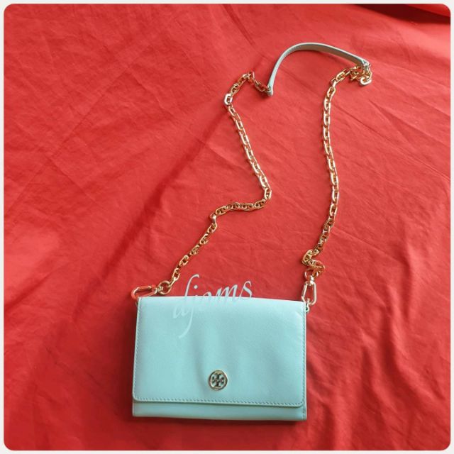 Tory Burch Mint Green Saffiano Woc Wallet On Chain Flap Sling Body Bag |  Shopee Philippines