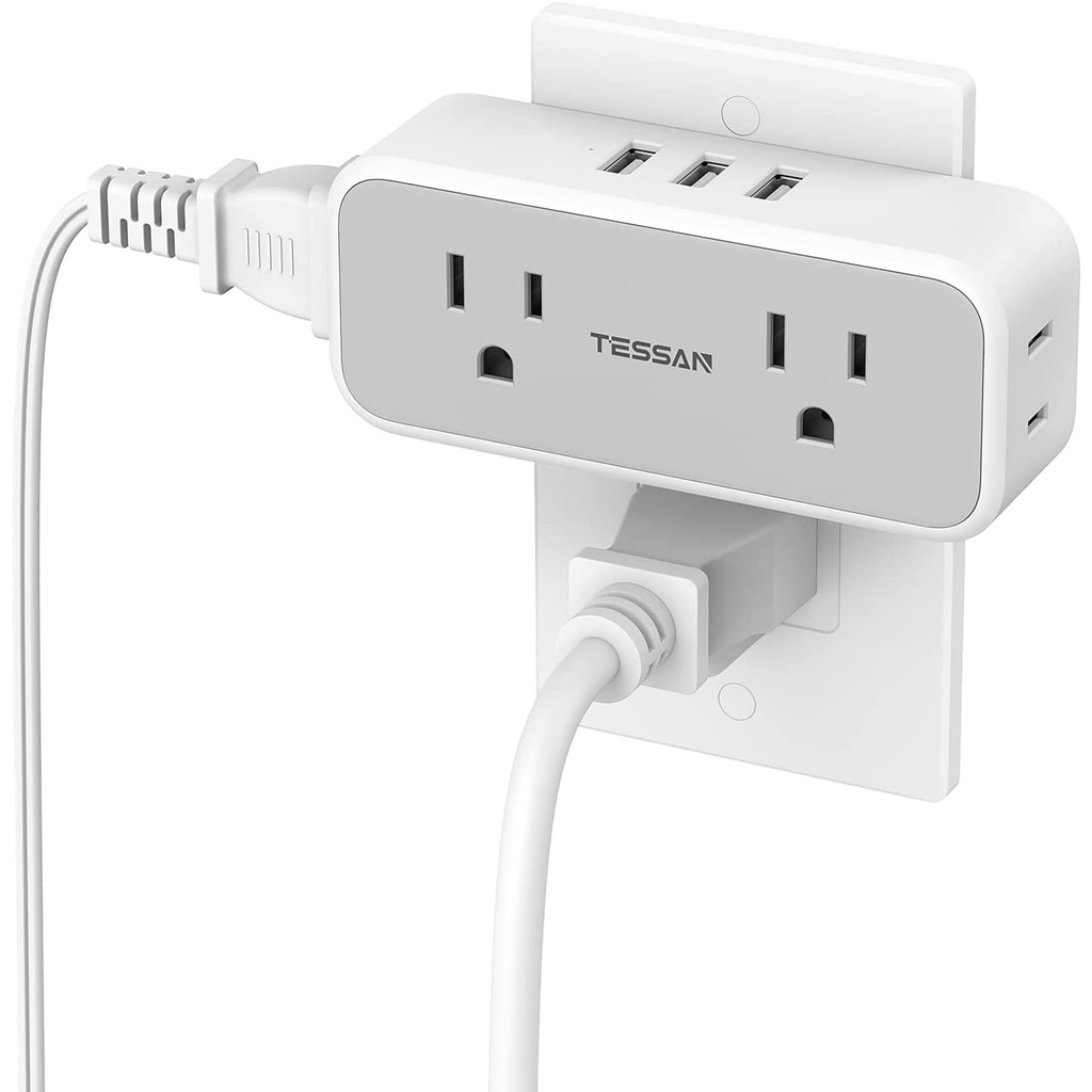 Multi Plug Outlet Splitter with USB, TESSAN 4 Electrical Multiple