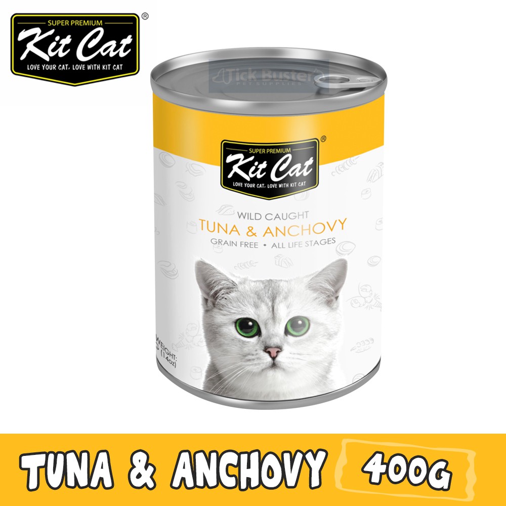 Kit Cat Wild Caught Wet Cat Canned Food 400g (TUNA & ANCHOVY) Shopee