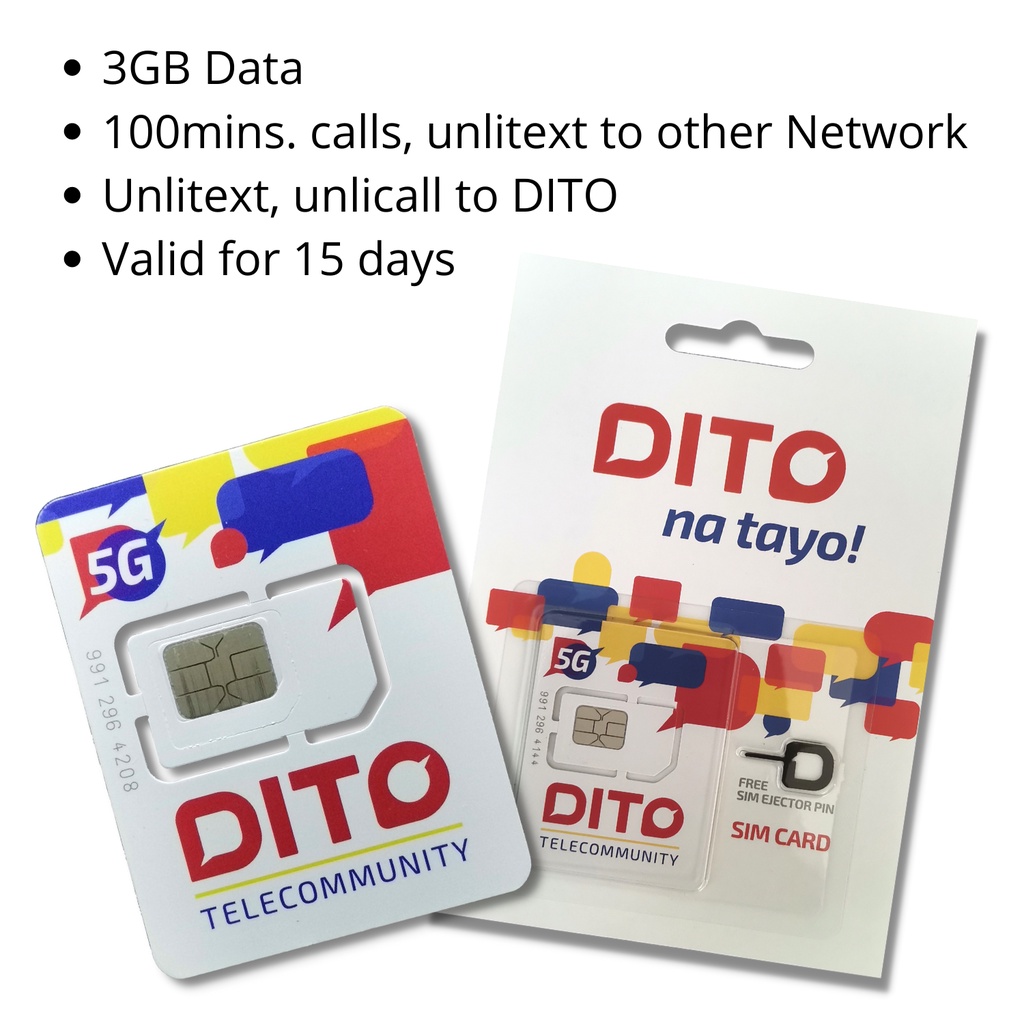 DITO SIM Card simcard 5G free 3Gb 100min call & unlitext other network ...