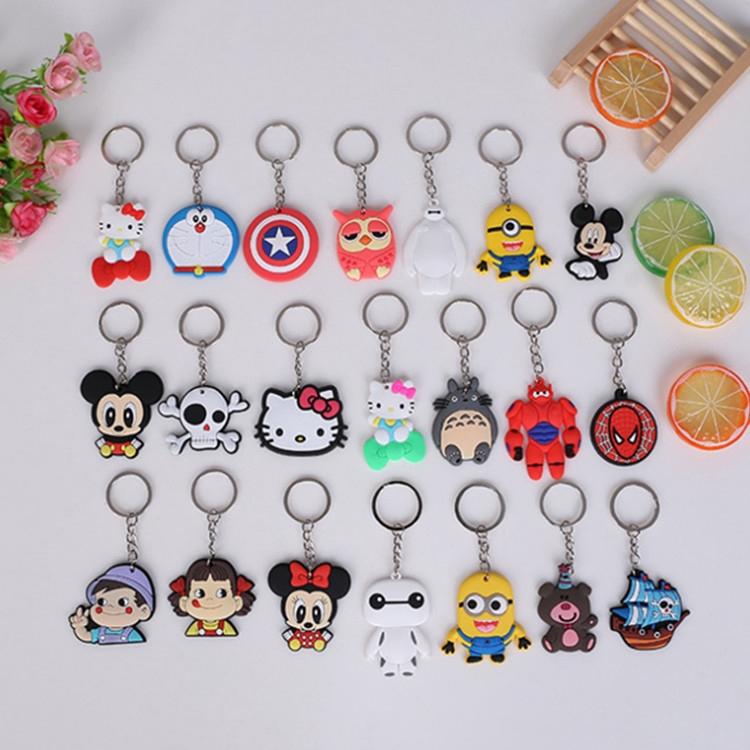 3 D Cartoon Animal Shaped Keychain Key Ring PVC Cartoon Small Keychain