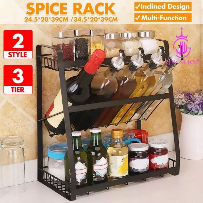 Spice Stand for Pepper Baking Ingredients and Preserves Light Grey Round Kitchen Shelf for Sideboard and Kitchen Cupboard mDesign Set of 2 Rotatable Spice Rack