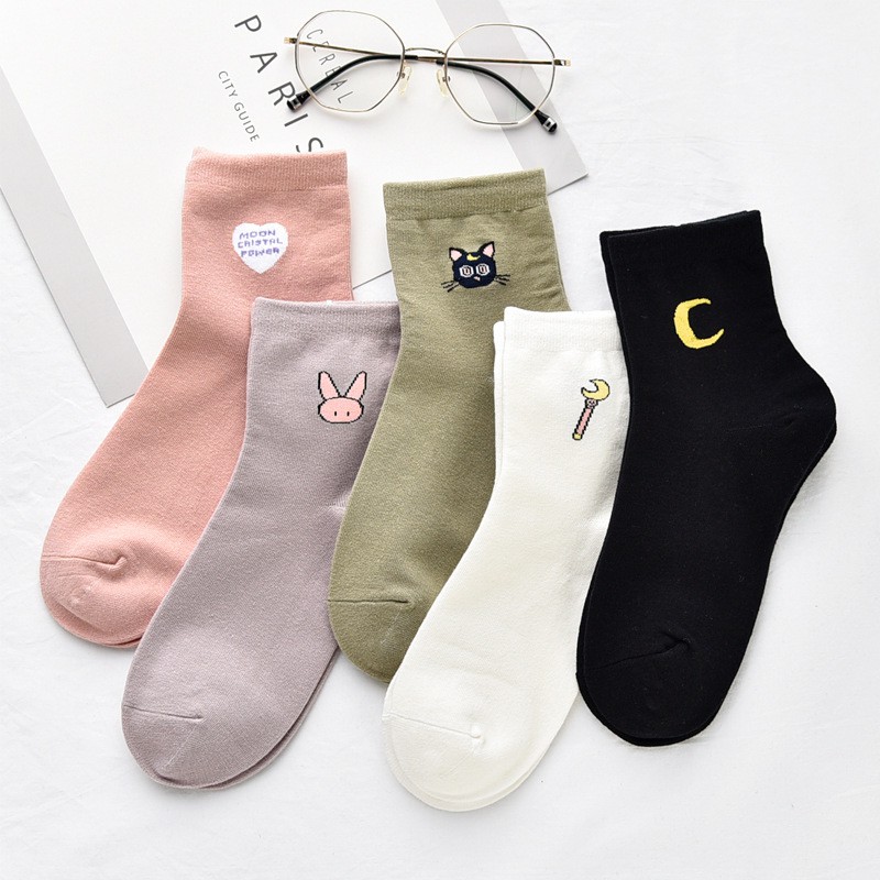 Girls Socks Cute Animal Pattern Cartoon Novelty Fashion Soft Cotton Socks 6pack 