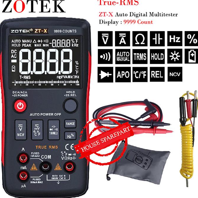 Zotek ZTX Digital Multimeter Auto True Range RMS AC/DC Volt Amp Ohm