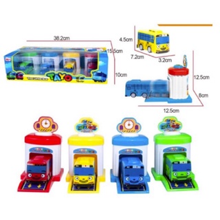 4 in 1 The Little Bus with Parking Stations Pull Back Buses Garage Toy TikTok Trending