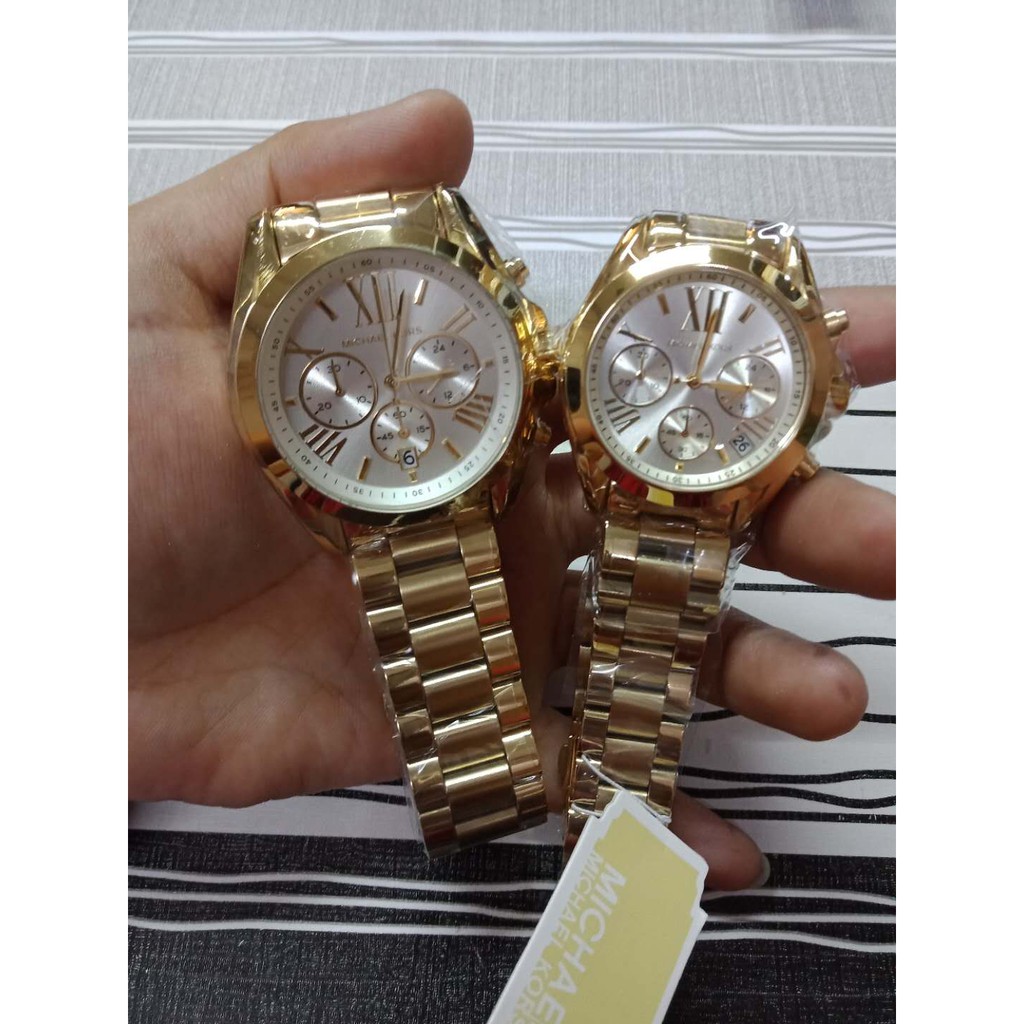 gold and white michael kors watch