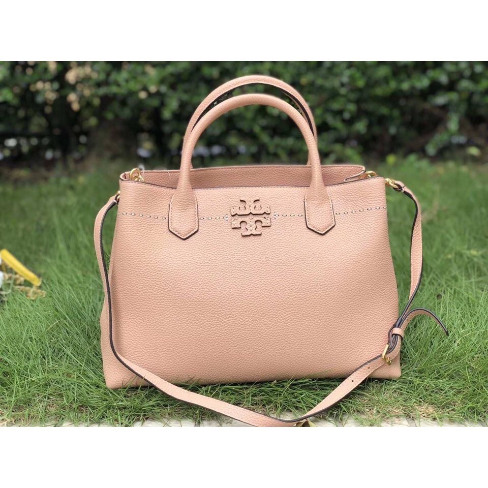 Tory Burch McGraw Triple Compartment Pebbled Leather Top Handle Bag - Light  Pink Women's Satchel Bag | Shopee Philippines