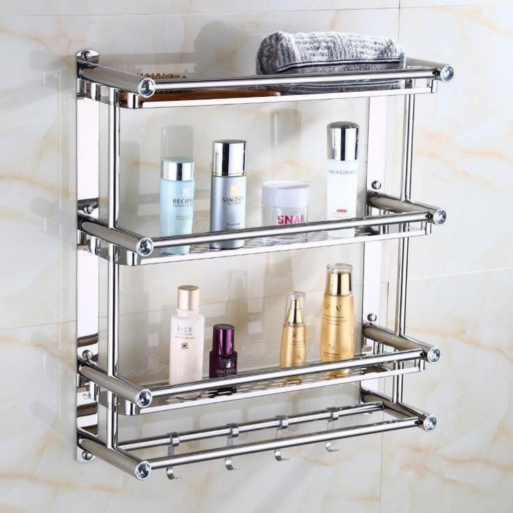 ( Glory Shop ) 3 Layer Black Stainless Steel 304 Bathroom Shelf ...