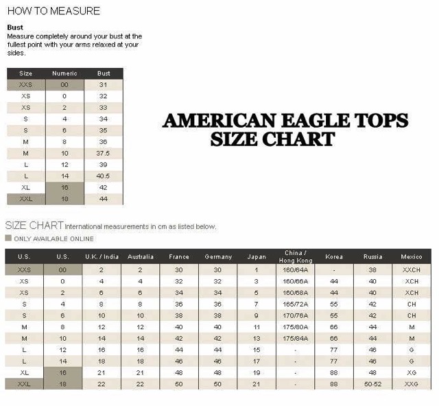 American Eagle Curvy Jeans Size Chart