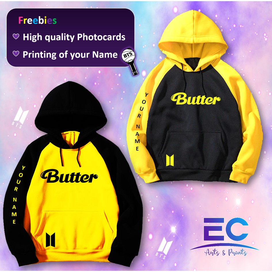Customize Butter Hoodie with free print of name and photos Shopee