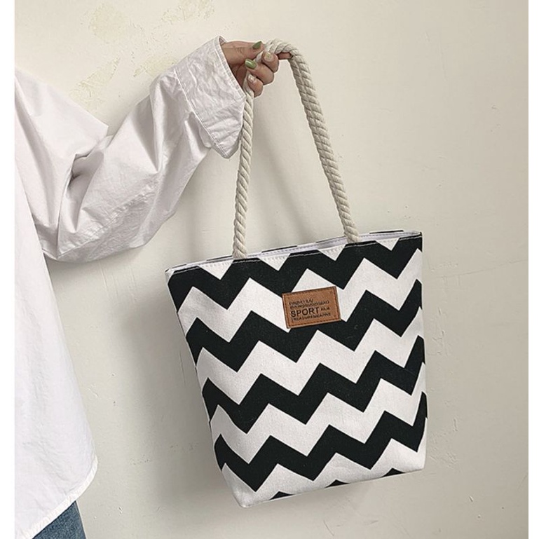 YQY 8129 Ladies Canvas Tote Bag Fashion Shoulder Bags With Zipper For