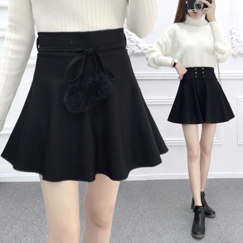 black short a line skirt
