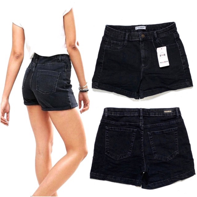 black womens denim shorts