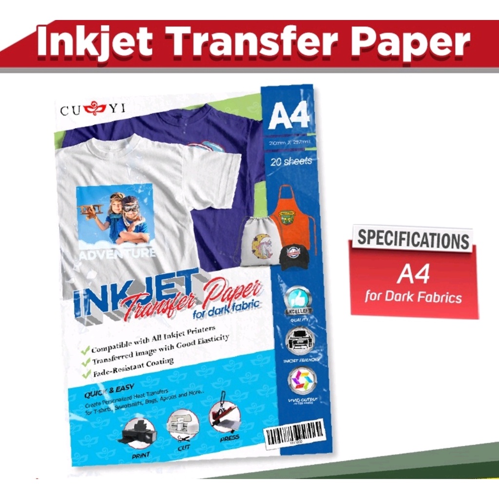 (20sheets)CUYI Dark Transfer Paper A4 Size | Shopee Philippines