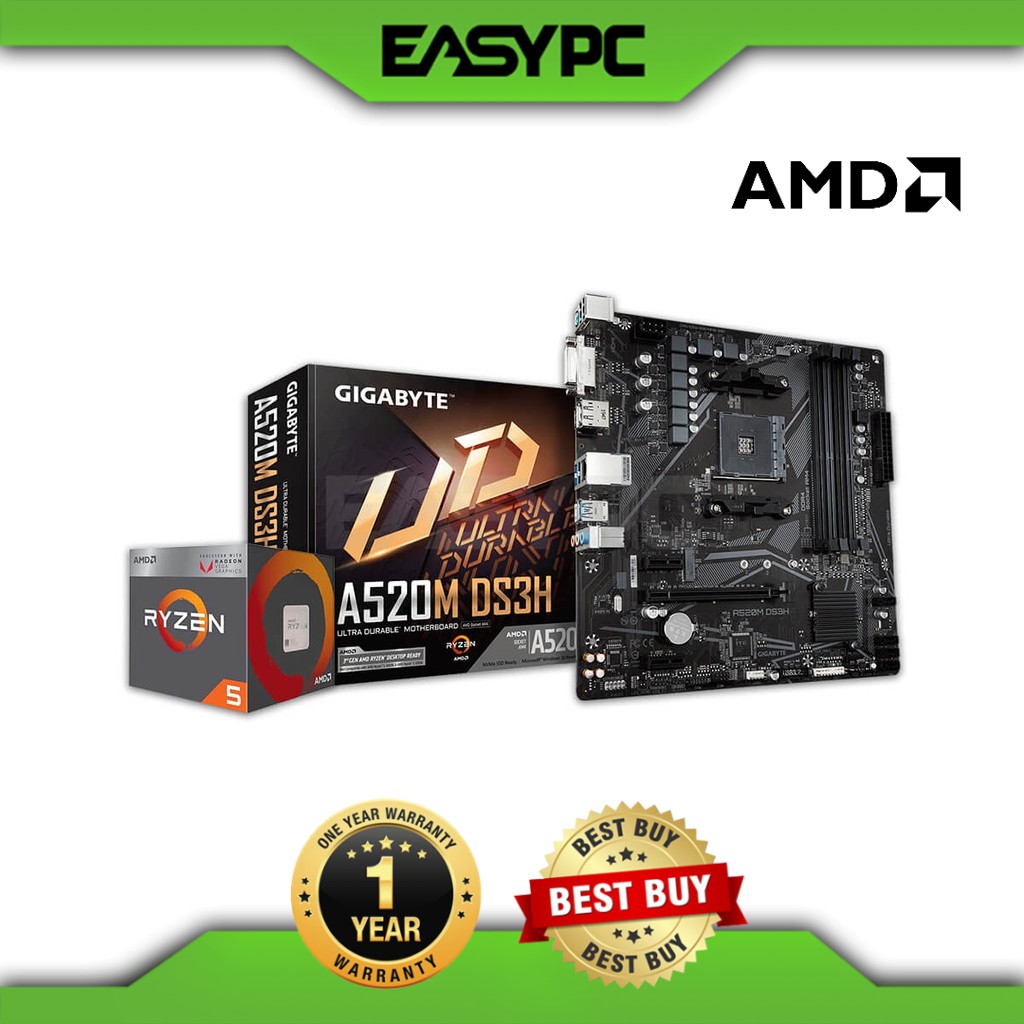 EasyBundles Ryzen 5 Pro 4650G + Gigabyte A520m, Brand new Computer