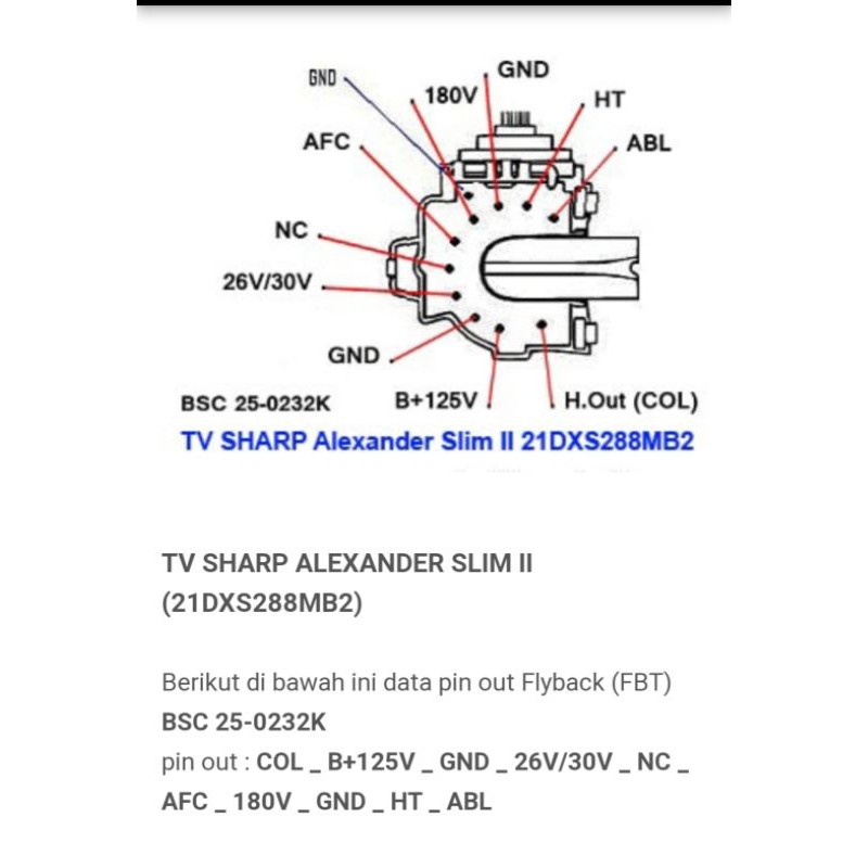 Flyback Playback Fbt Sharp Alexander Slim Tv Ll 21 Hdtv 21dxs288mb2 Rtrnfa151wj15 Ori Shopee Philippines