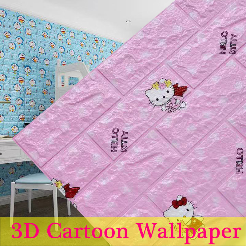 H&B DIY self adhensive Wallpaper 3D Foam bricks HelloKitty wall sticker