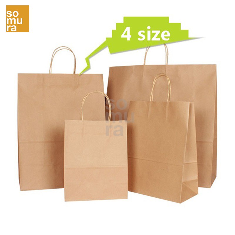 Thick Brown/White Kraft Paper Bags with Twist Handle 130GSM (SSC155) Shopee Philippines