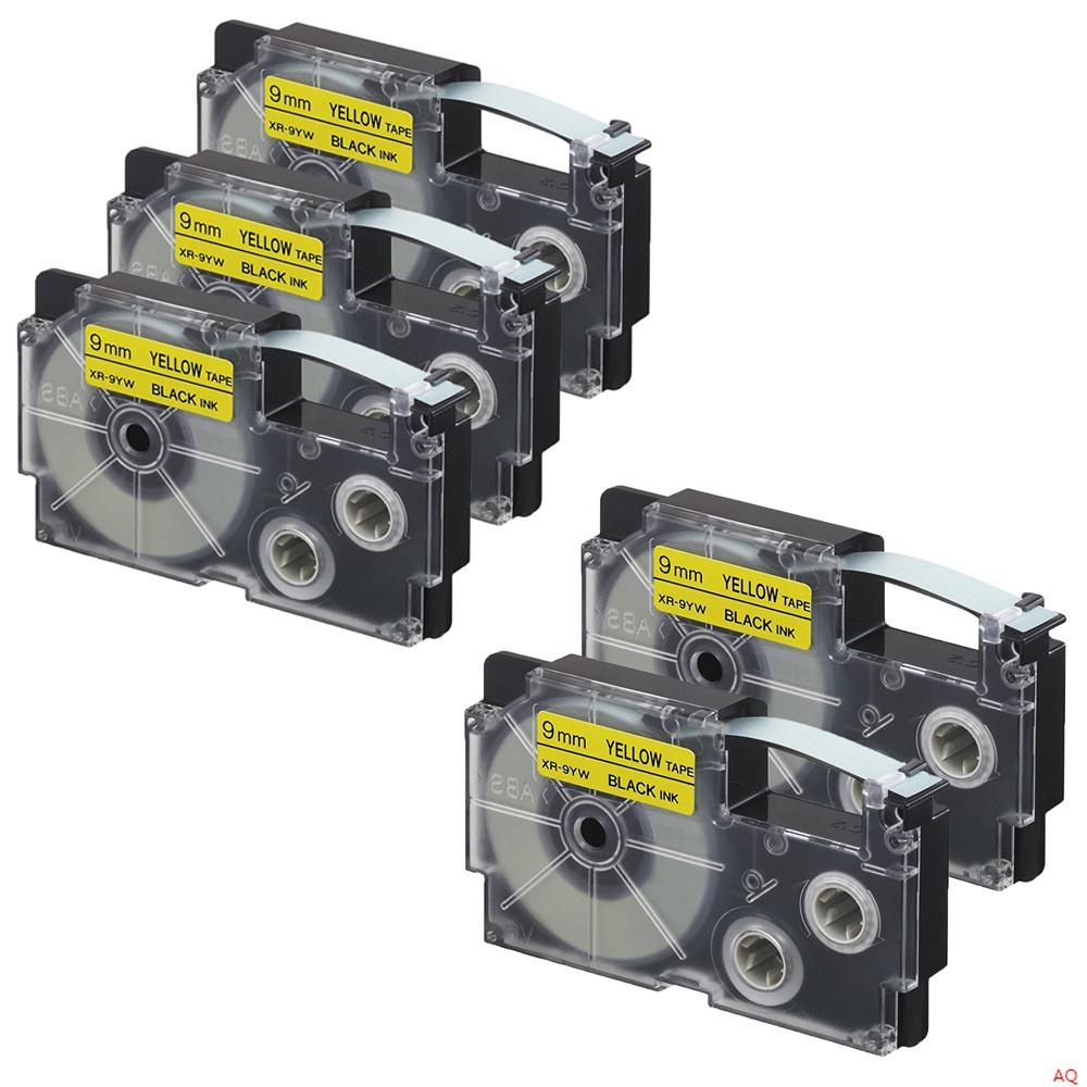 5 Cartridges XR9YW XR9YW Label Maker Tape, Compatible CASIO EzLabel Printer KL100 KL120 KL